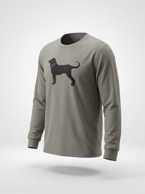 The Black Dog Long Sleeve Crew Tee - Gray/Olive with Black Dog Graphic #blackdog